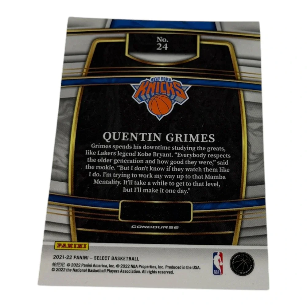 2021-22 Panini Select Quentin Grimes No 24 Concourse Blue Prizm Rookie Card RC - Picture 2 of 2